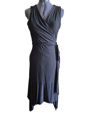 Athleta Black Sleeveless Wrap Dress With Asymmetrical Hem Size M